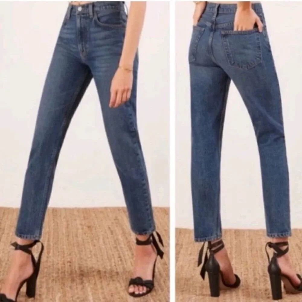 Reformation Julia Crop High Cigarette Jeans Size 25 Baltic Wash USA